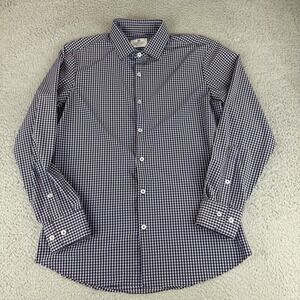 Mizzen MainShirt Mens Medium Blue White Check Performance Trim Fit